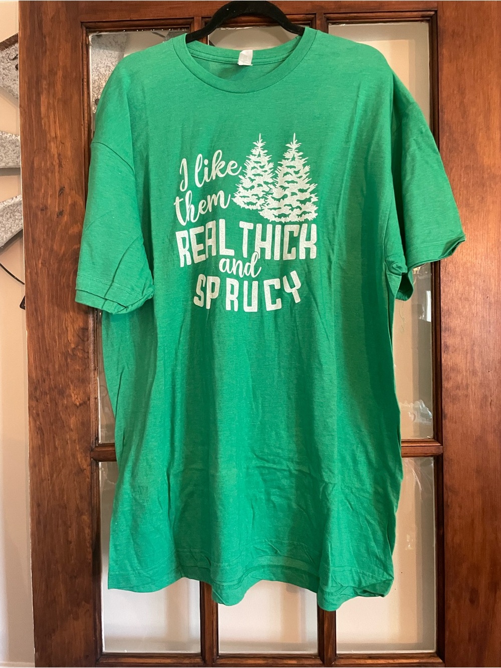 Tultex Green Short-Sleeve Graphic Tee with White Tree Slogan